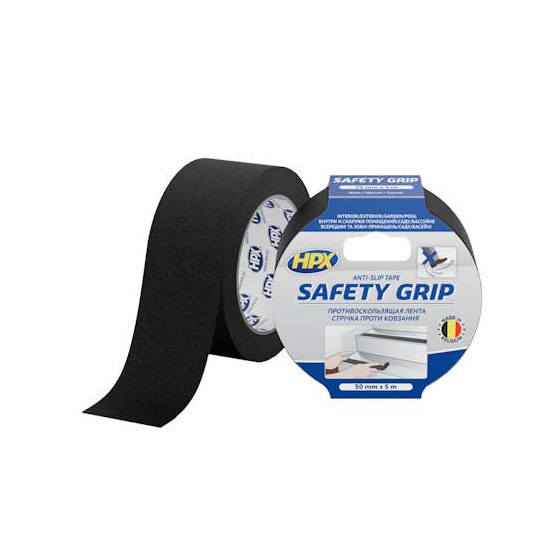 Стрічка безпеки SAFETY GRIP 50мм х 5м чорна (картон)